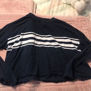 Hollister Navy and White Long Sleeve tee